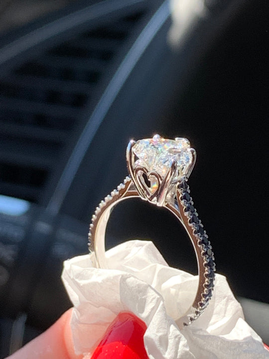 Custom diamond heart engagement ring