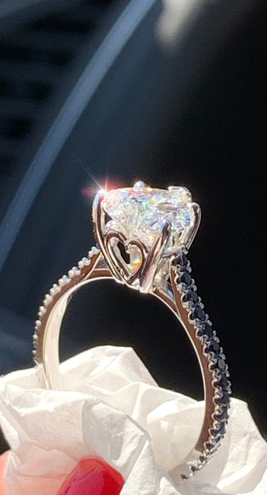 Custom diamond heart engagement ring