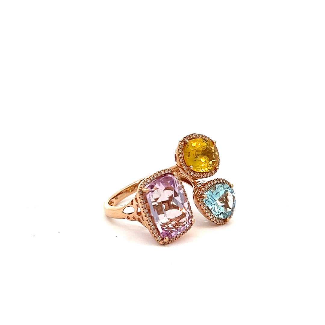 Blue Topaz, Opal and Citrine Cluster Ring