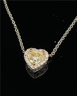 Fancy Yellow diamond Heart necklace