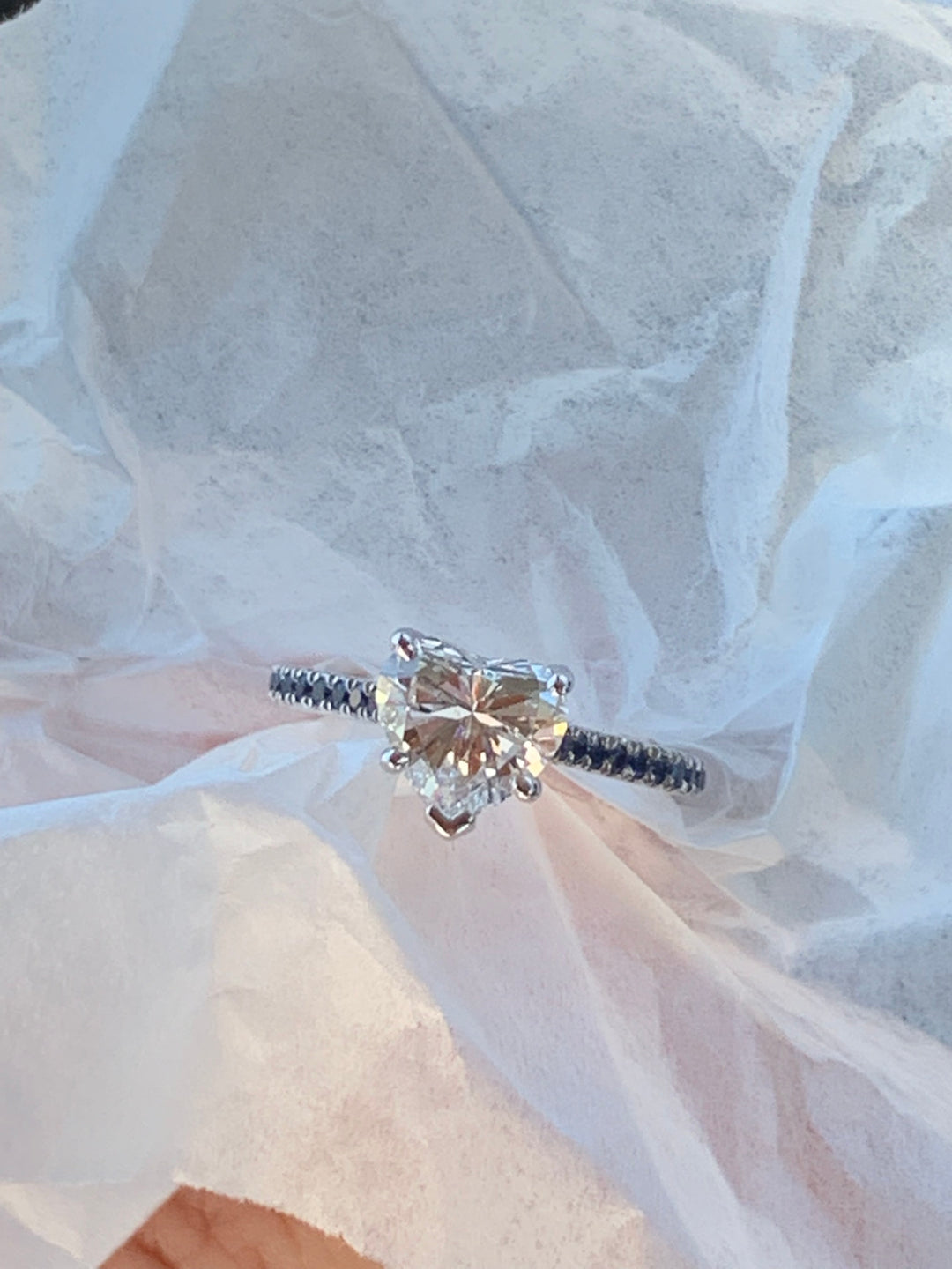 Custom diamond heart engagement ring