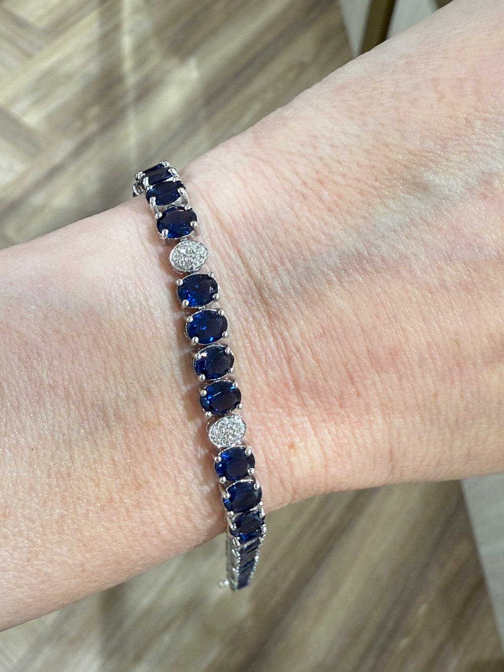 Blue sapphire and diamond bracelet