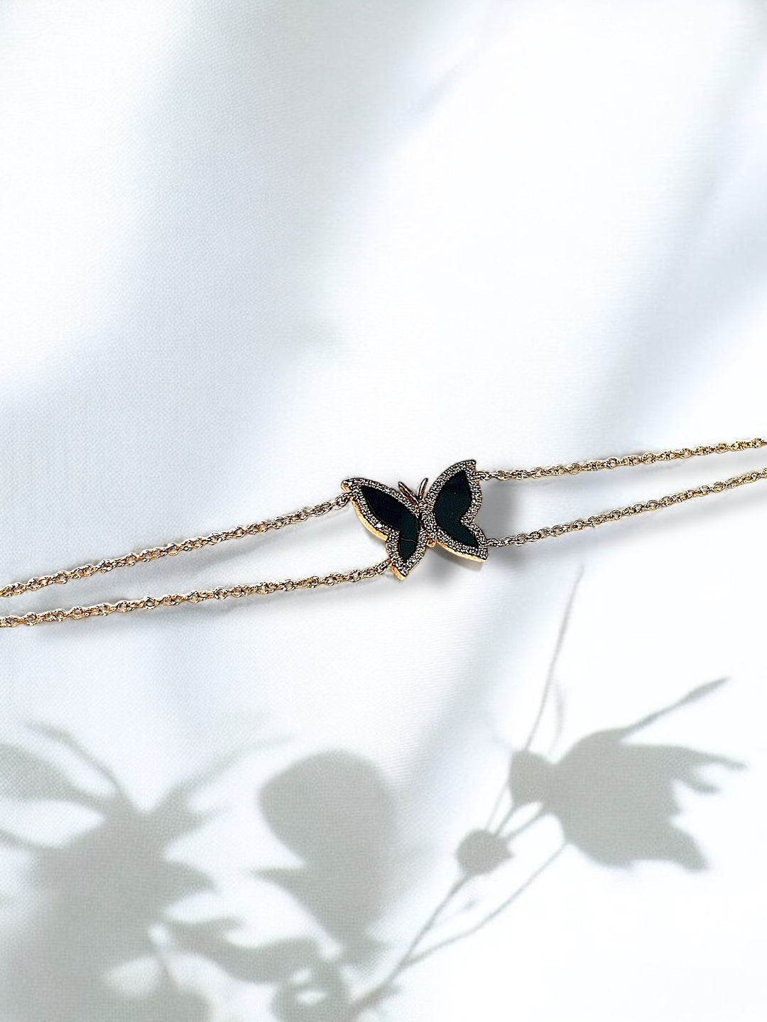 black rose gold butterfly bracelet