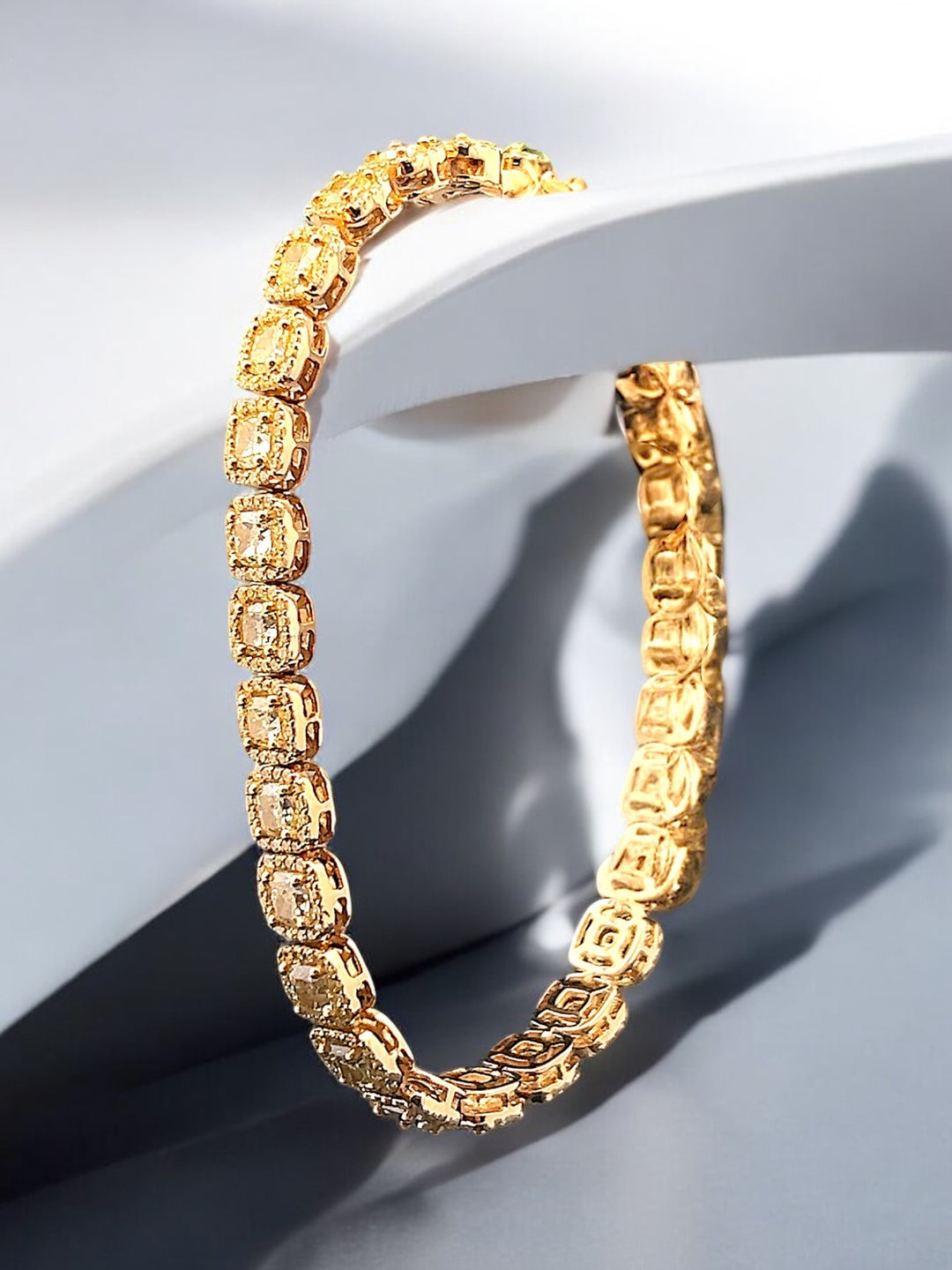 Fancy Yellow Diamond Halo tennis Bracelet