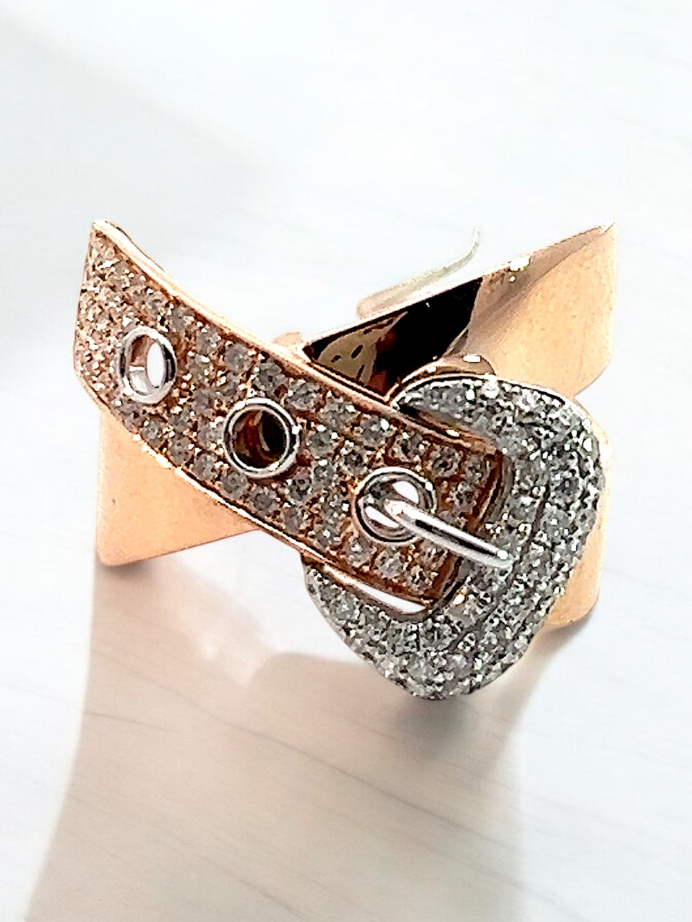 Rose and White Gold Belt Ring