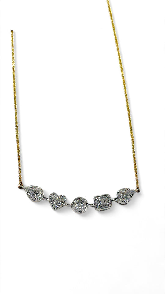 5 multi shape diamond necklace