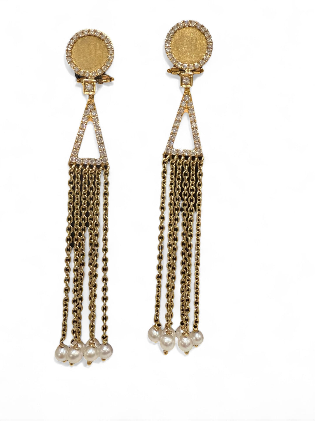 Diamond and Gold fringe Chain earrings