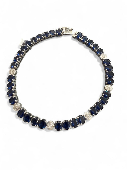 Blue sapphire and diamond bracelet