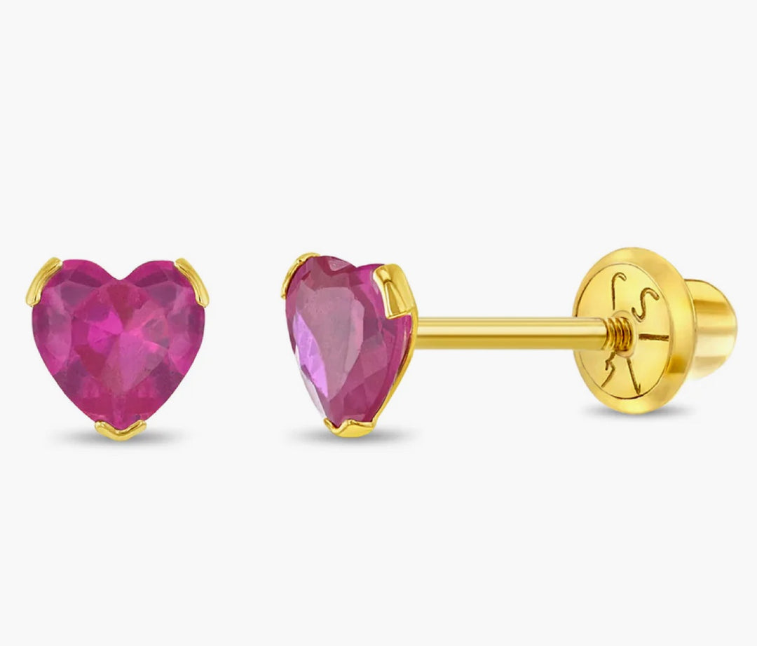 Children’s earrings Ruby heart