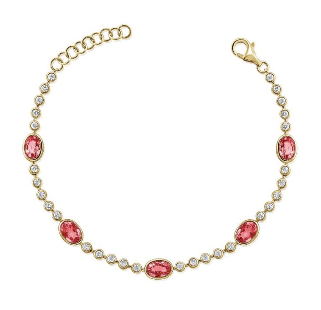 RUBY AND DIAMOND OVAL BEZEL BRACELET