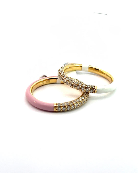 Pink enamel diamond eternity ring