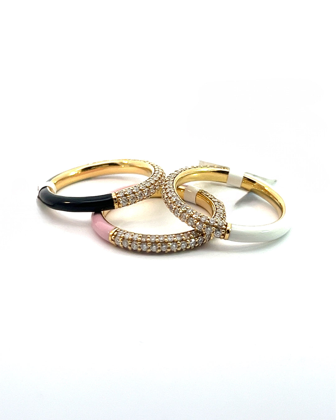 Pink enamel diamond eternity ring