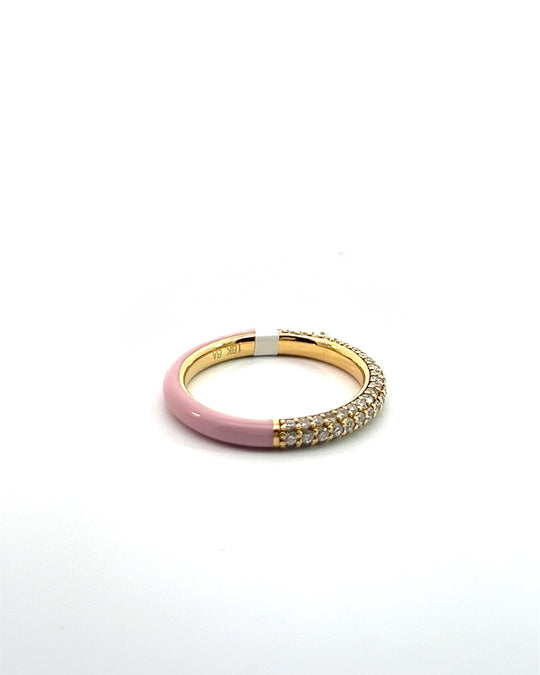 Pink enamel diamond eternity ring