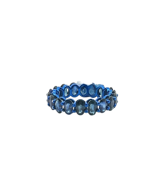 Blue Sapphire Eternity Ring with Blue Gold