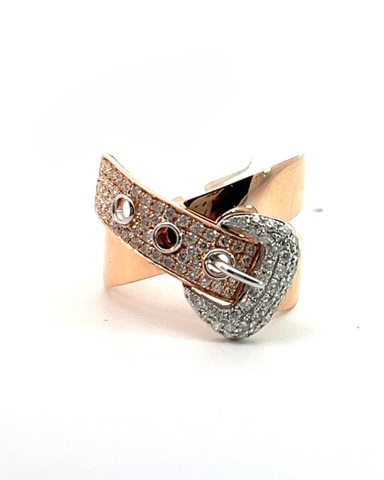 Rose and White Gold Belt Ring