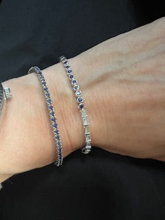 diamond and blue sapphire tennis bracelet