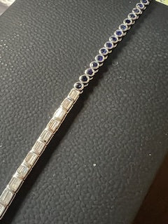 diamond and blue sapphire tennis bracelet