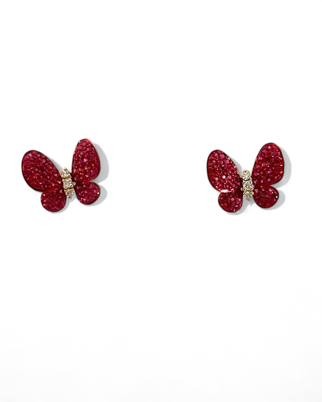 ruby red butterfly earrings