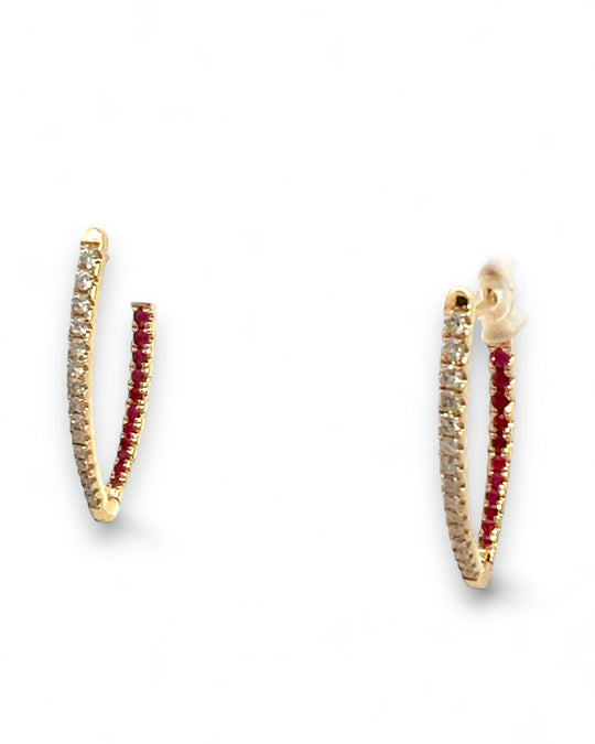 Diamond and Ruby Hoops