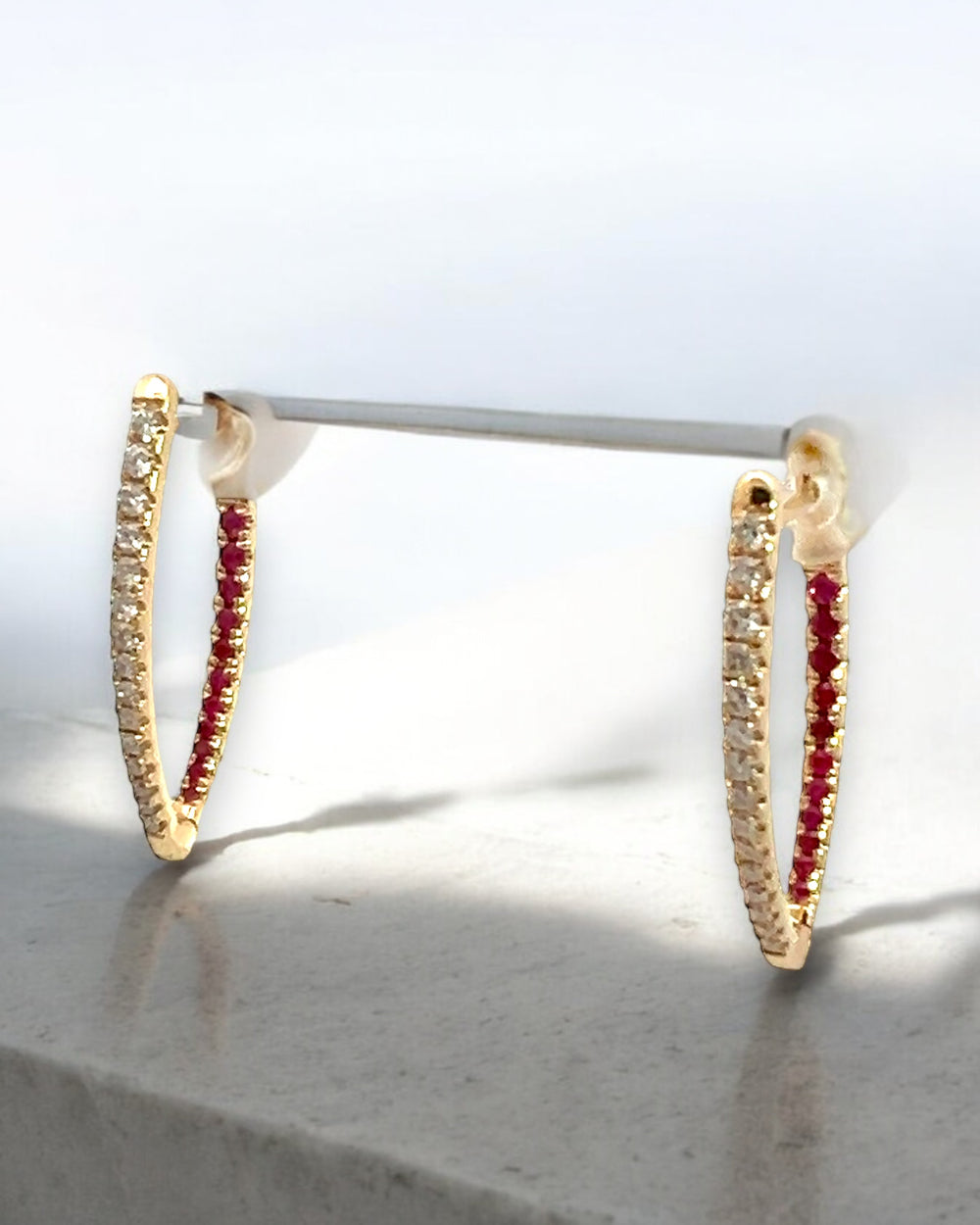 Diamond and Ruby Hoops