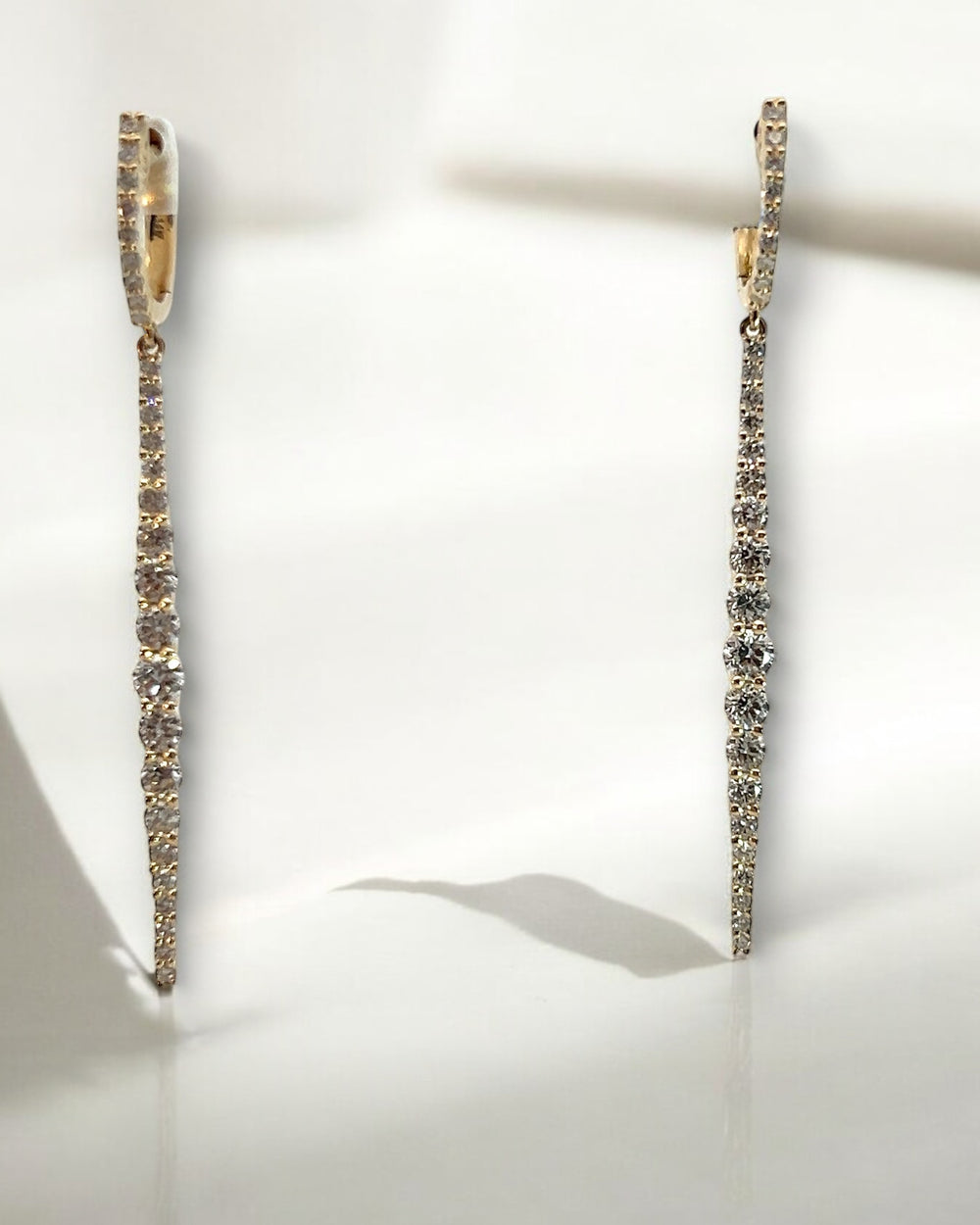 diamond line earrings