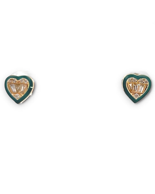 Green malachite Heart diamond earrings