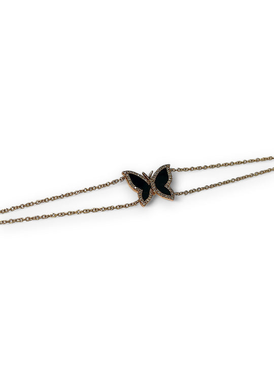 black rose gold butterfly bracelet