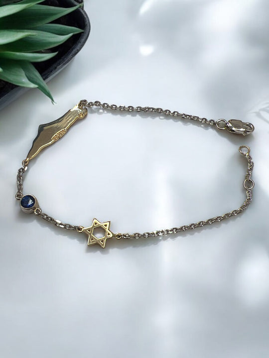 star of david map of israel bracelet