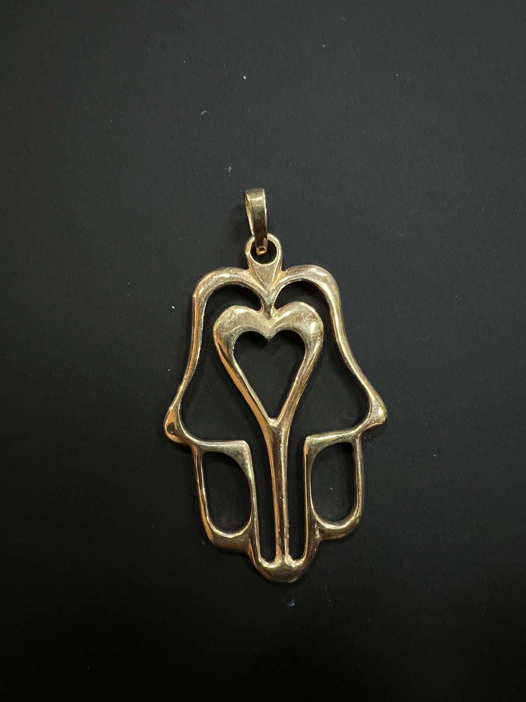 Large Heart Hamsa Charm and Dog Tag Necklace