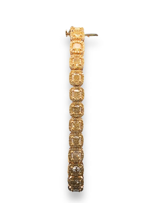 Fancy Yellow Diamond Halo tennis Bracelet