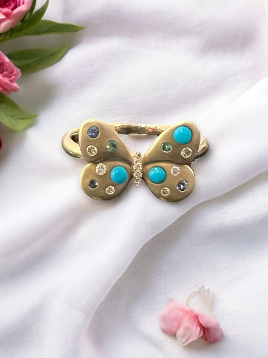 Butterfly multigemstone ring