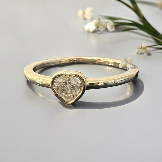 White Diamond Heart Ring