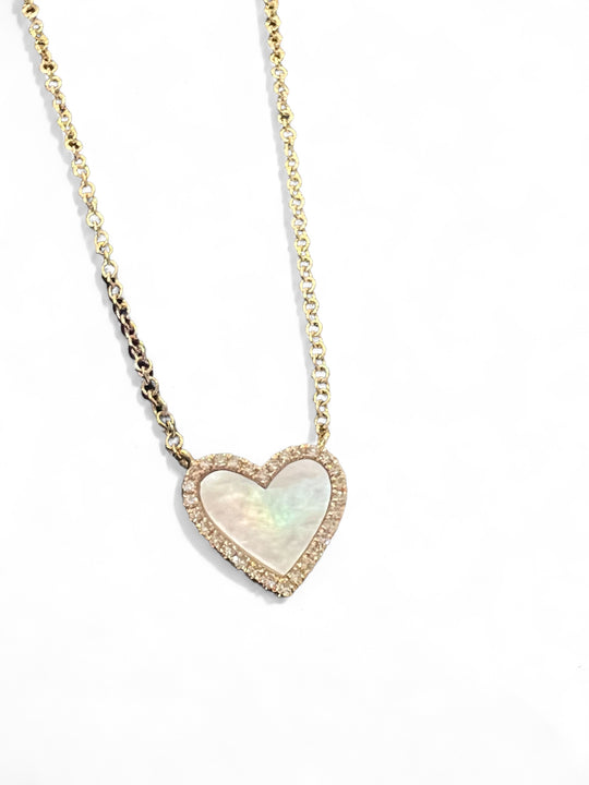 MOP heart and diamond necklace