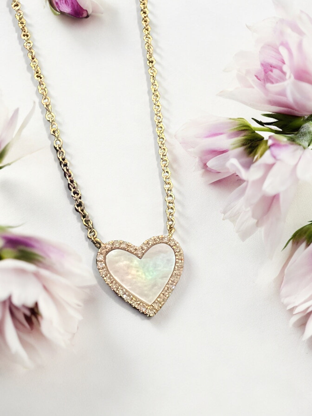 MOP heart and diamond necklace