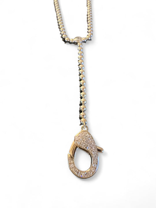 Lariat diamond lobster hook necklace