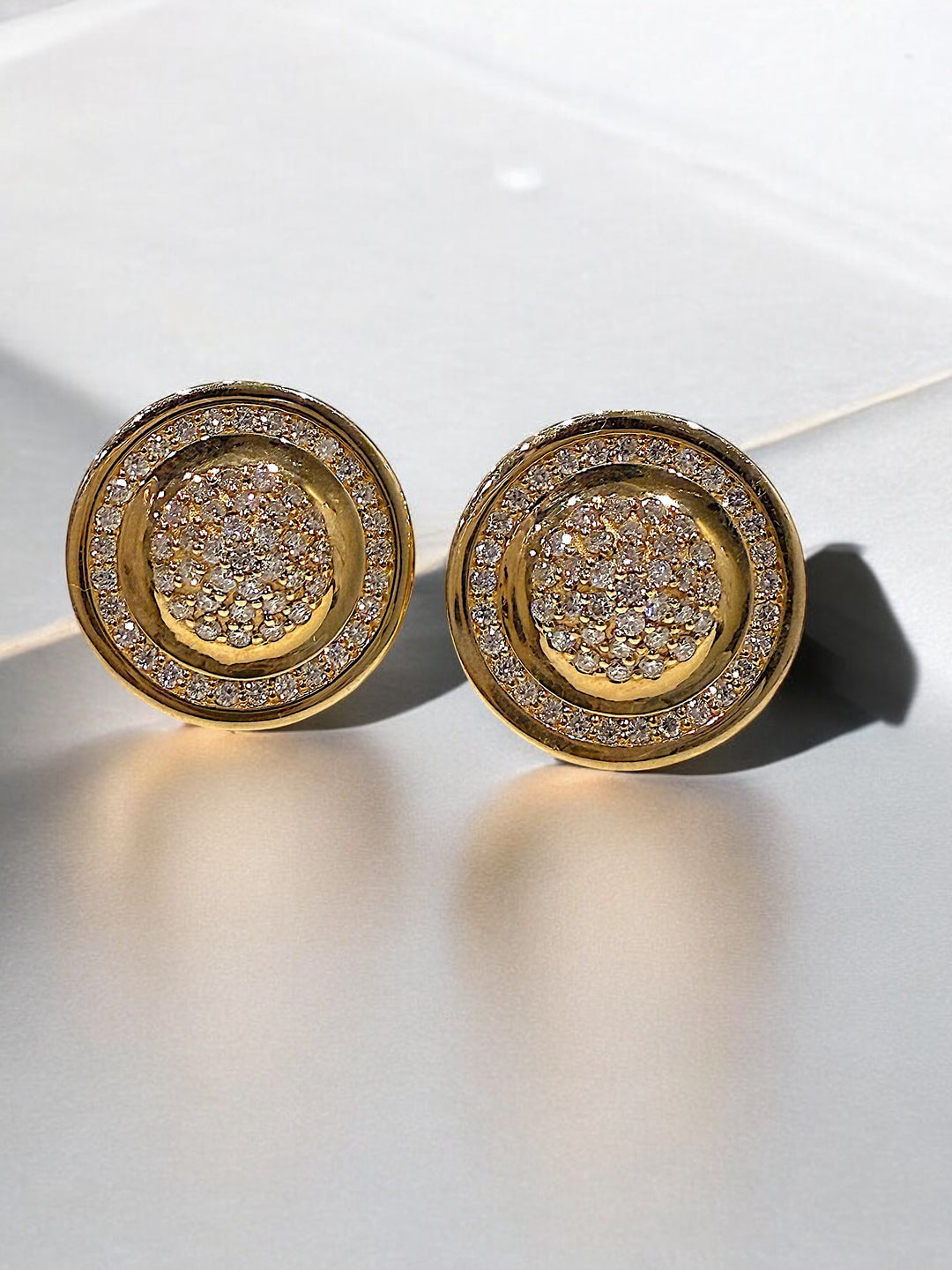 round yellow gold and diamond cufflinks