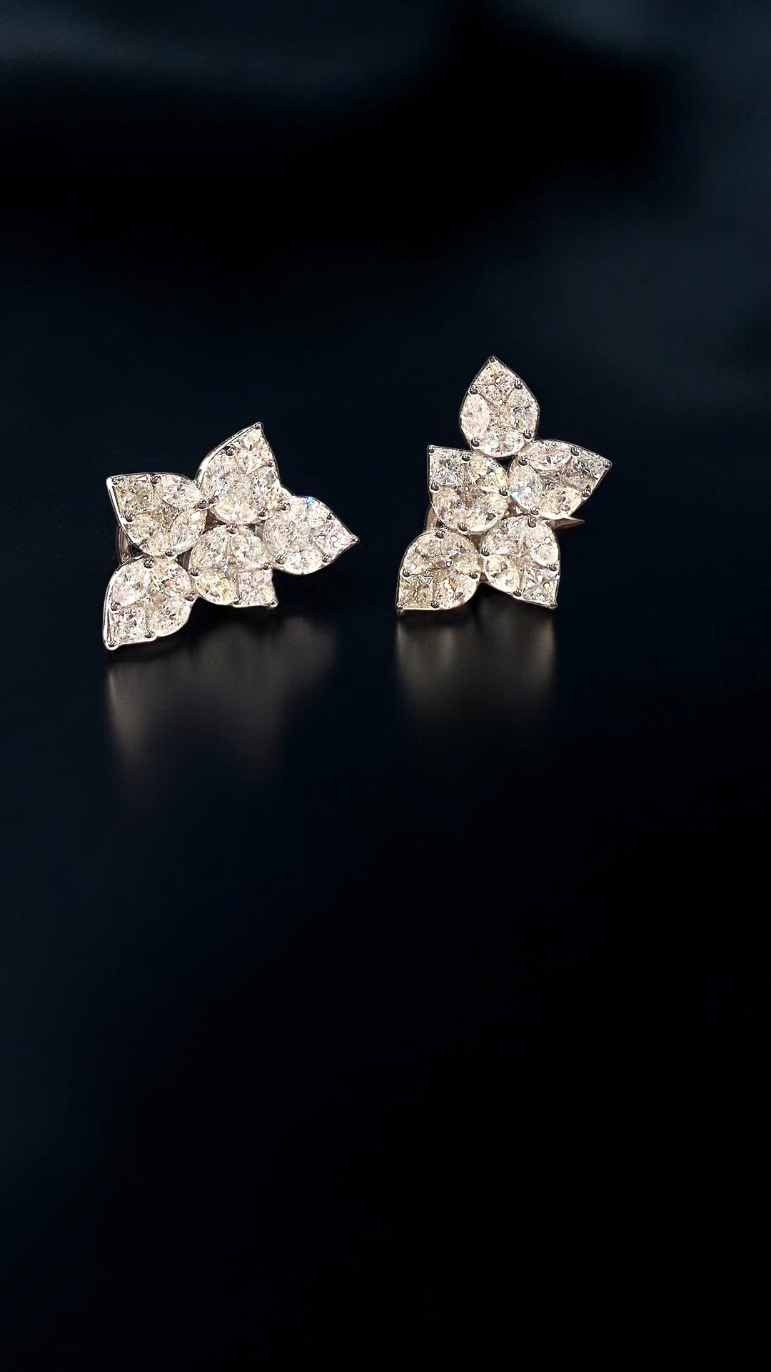 luxury flower diamond earrings