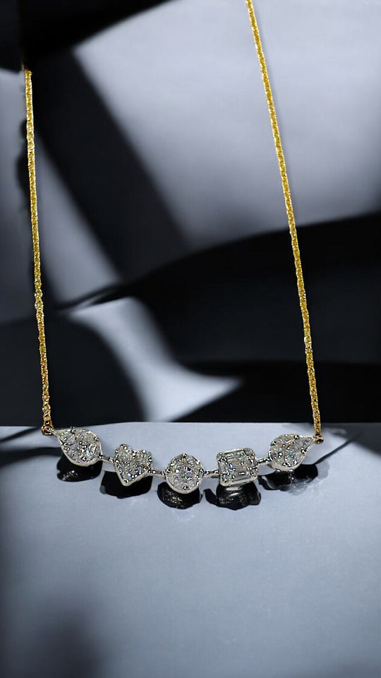 5 multi shape diamond necklace