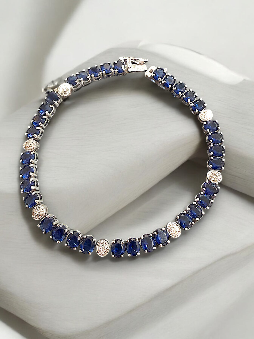 Blue sapphire and diamond bracelet