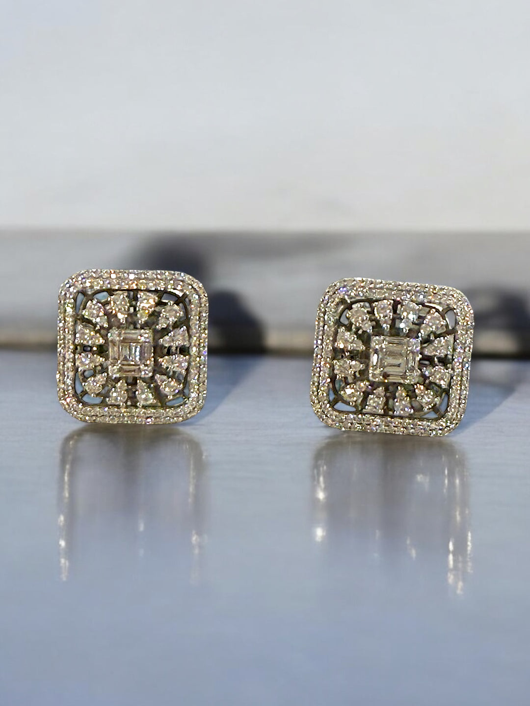 diamond square cufflinks