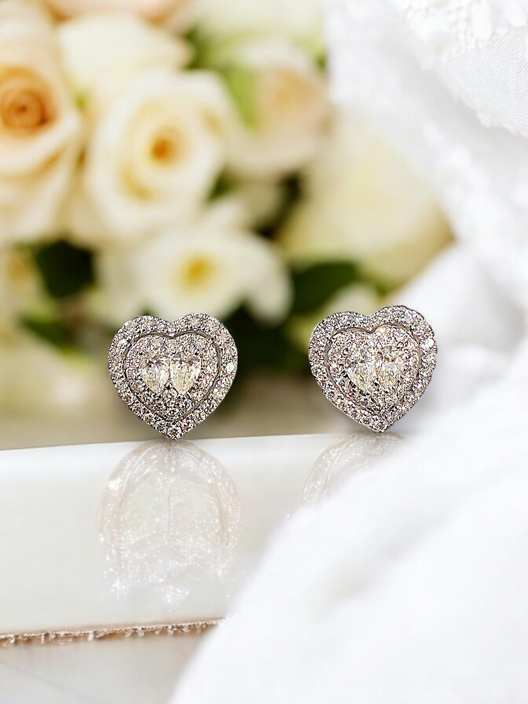 Diamond heart Studs