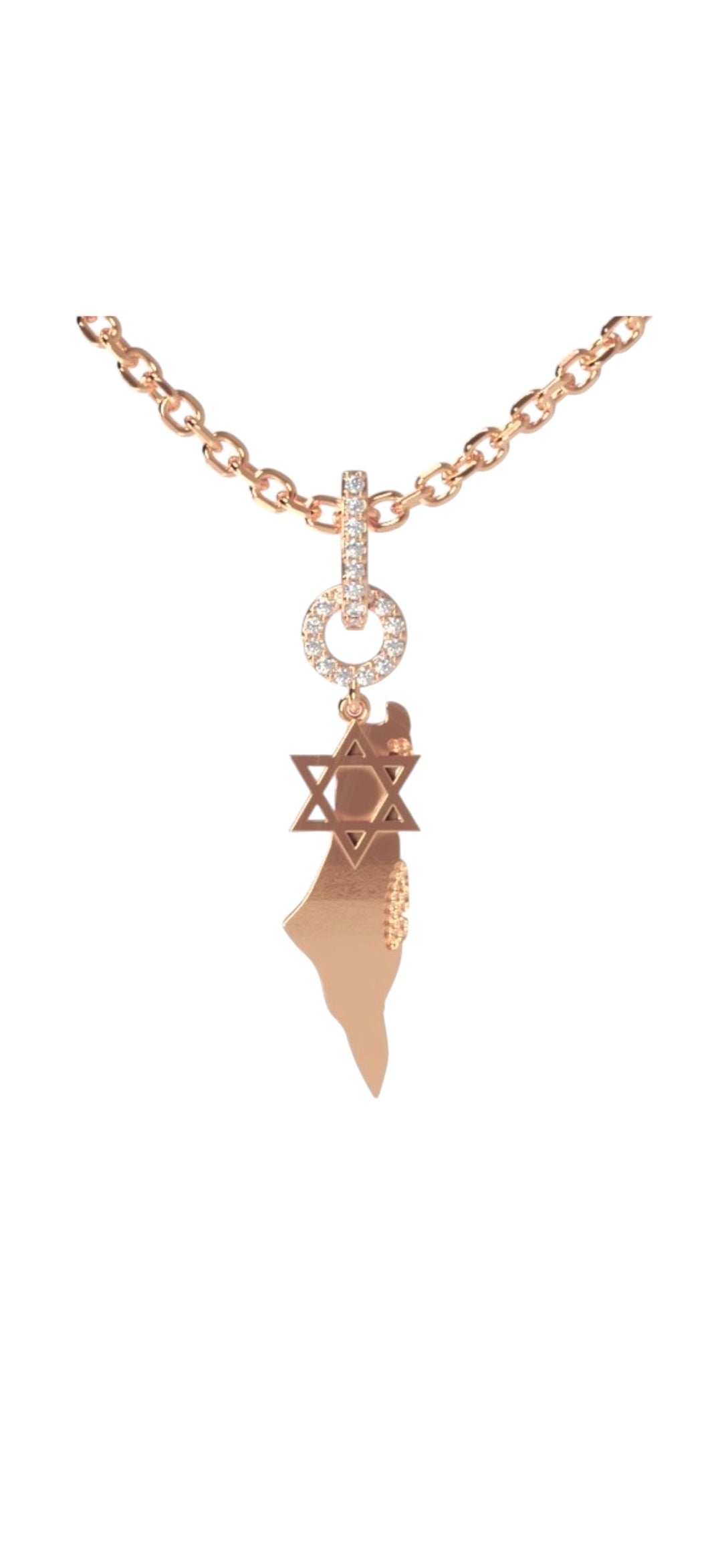 RD Small Map of Israel necklace with Star of David