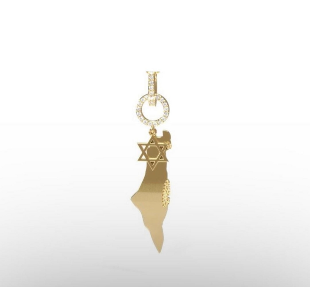 RD Large Israel map/Star of David charm