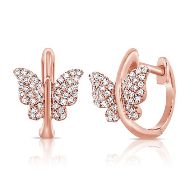 DIAMOND BUTTERFLY HUGGIE EARRINGS