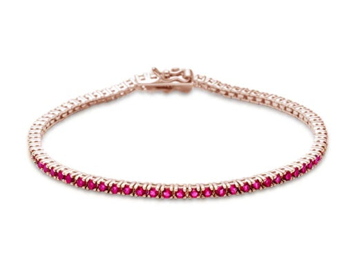 Rose Gold Natural Ruby Tennis Bracelet