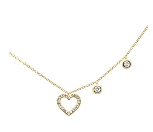 Yellow Gold Diamond Heart Shape Pendant Necklace