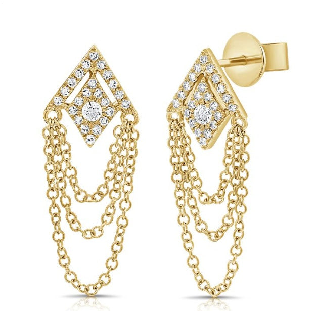 DIAMOND STUD WITH CHAIN EARRINGS