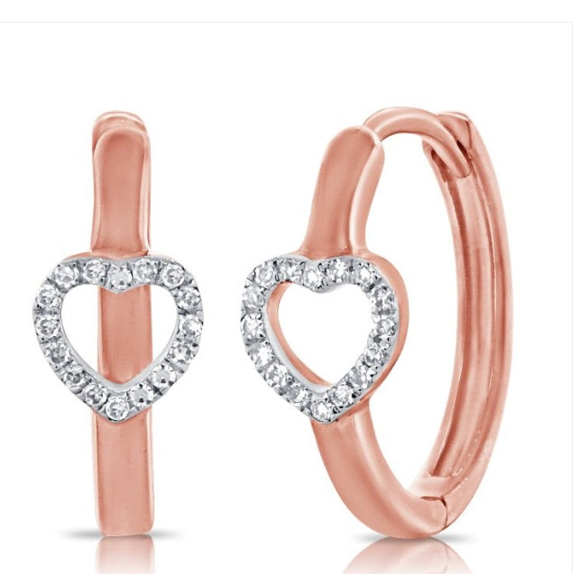 DIAMOND HEART HUGGIE EARRINGS