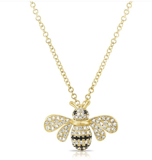 Black Diamond Bee Necklace