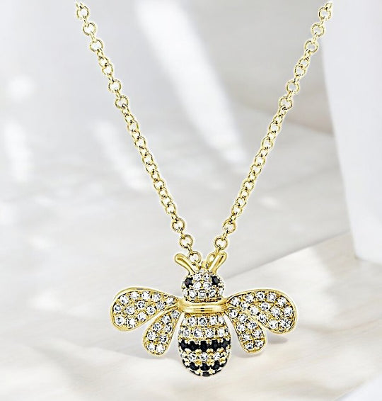 Black Diamond Bee Necklace